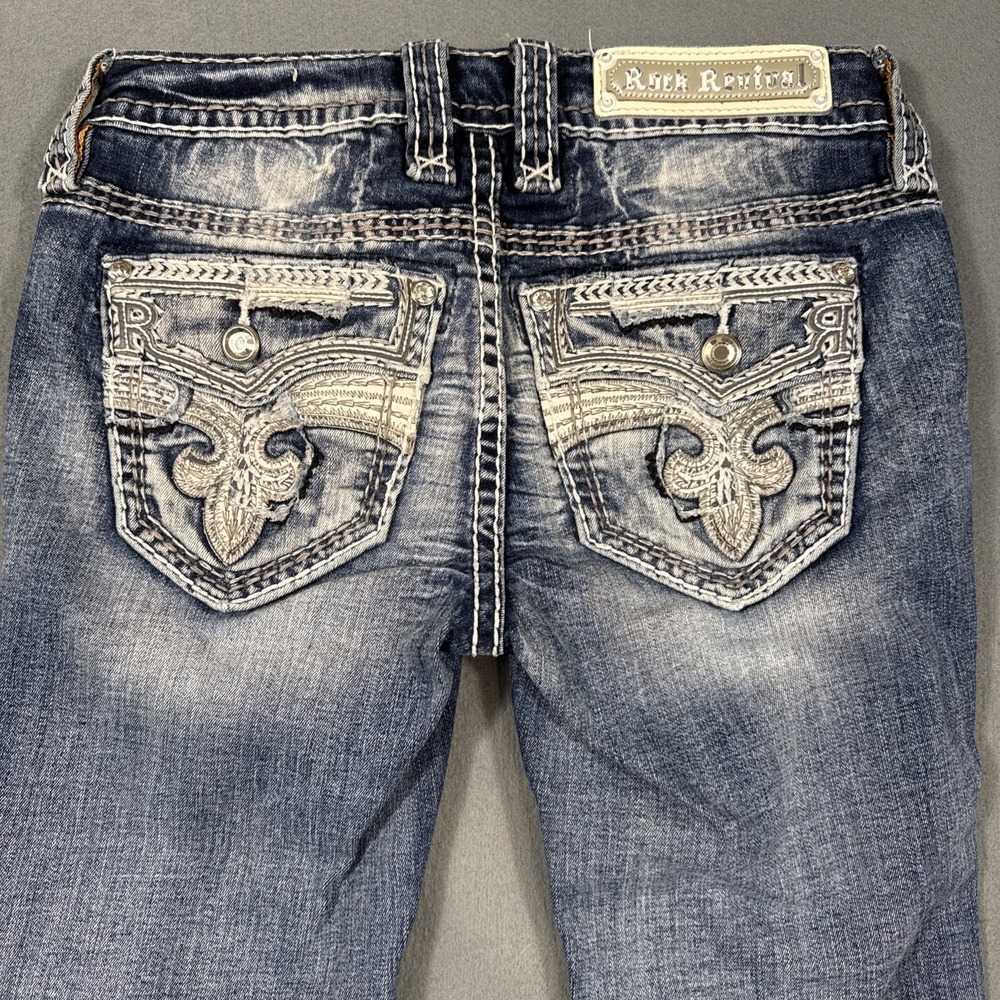 =Buckle Rock Revival "Kaylla" WOMENS 25 Swarovski Leather Mid-Rise Skinny